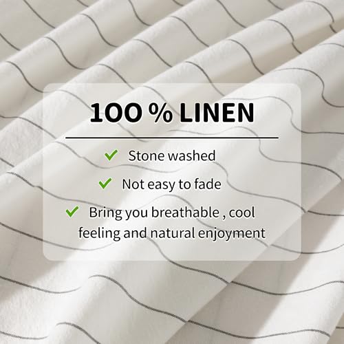 Image of LBRO2M 100% French Pure Linen Sheet Set 4Pcs, 16 inch Deep Pocket King Size