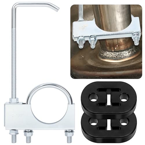 Cimeton - Cimeton 3PCS 2.5" Exhaust Clamp with Hanger 2 Holes Adjustable Muffler Hangers Exhaust System Hanger Pipes Exhaust Hangers for Car Truck Exhaust Pipe