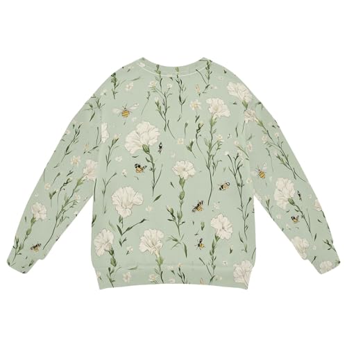 JUNZAN Cartoon Dianthus Sage Green Big Girls Sweatshirts Hoodies Fleece Kids Hoodies Boys Athletic 4T2