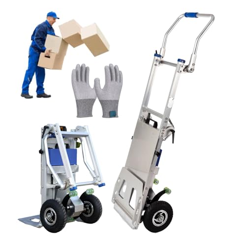 pealiritansemen Electric Stair Climbing Hand Truck, Load Capacity 200 Kg, Foldable Handle, Maximum Climbing Step Height 23cm, Tri-Fold Stair Climber, Includes A Pair Of Gloves