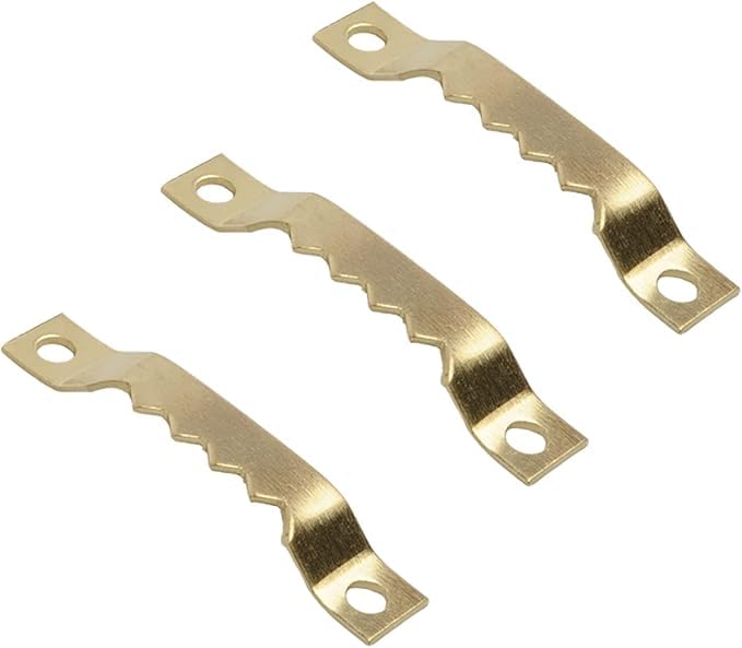 Image of CREDLY 100 Pack Small Sawtooth Picture Hangers Steel Picture Hanging Picture Frames Hangers with Screws Picture Hang Solutions, for Hanging Clock Paintings Artwork Picture Frame Hook Photos (Gold)