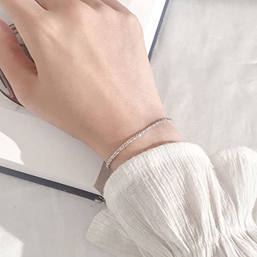 Pancert Dainty Silver Shine Bracelet For Women Girls Lightweight Chain Bracelet Twisted Rope Bracelet Silver Charm Bracelet Minimalist Handmade Jewelry Gift #TOP1