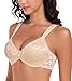 Lemorosy Women's Minimizer Bra Full Coverage Unlined Underwire Comfortable Everyday Bras Plus Size (36C,Beige)