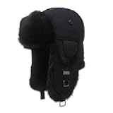 Winter Trapper Hat, Warm 100% Rabbit Fur Aviator Hat, Russian Trooper Hunting Ski Hat