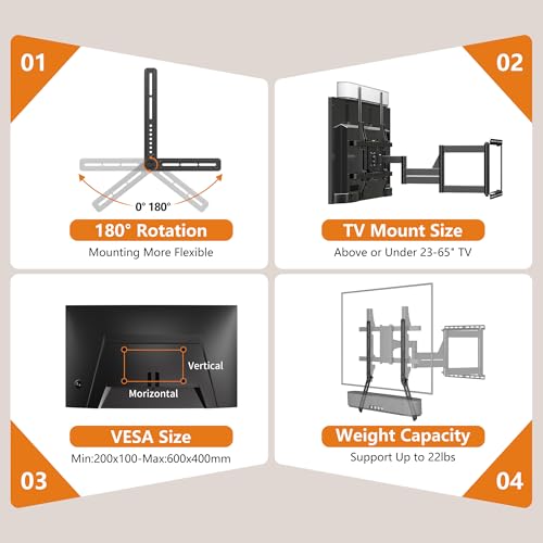 Image of XINLEI Universal Sound Bar Mounts with Detachable Long Extension Plates Fits Most 23 to 65 Inch TVs Soundbar TV Mount Bracket Above or Under TV, up to 22 lbs SBR303