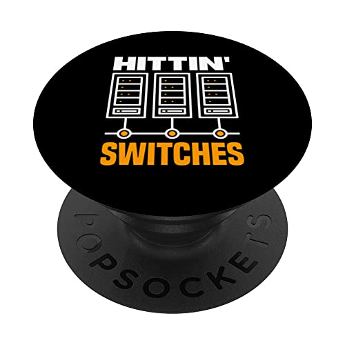 Hittin' Switches Network Admin PopSockets Swappable PopGrip, Black