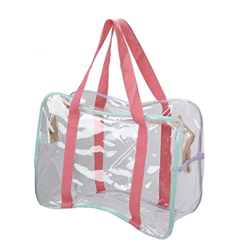 Transparente Umhängetaschen, Reißverschluss, 2 strapazierfähige Griffe, gute Speicherkapazität, Größe L, leuchtende Taschen für Strandartikel Cover