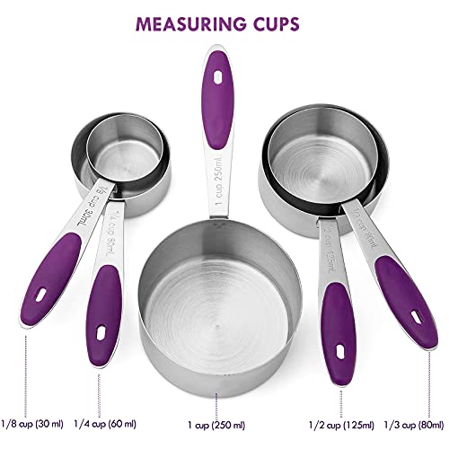 Vojaco Measuring Cups And Measuring Spoons Set, 10 Pieces Stainless Steel Measuring Cups Set For Dry Liquid Food, Metal Measure Cups For Kitchen Cooking Baking #TOP2