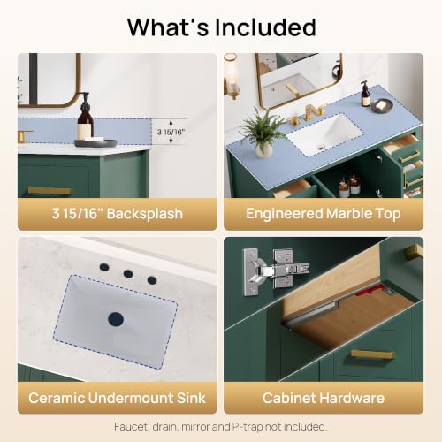 Image of DeerValley 48 inch Bathroom Vanity Set with Ceramic Top Sink