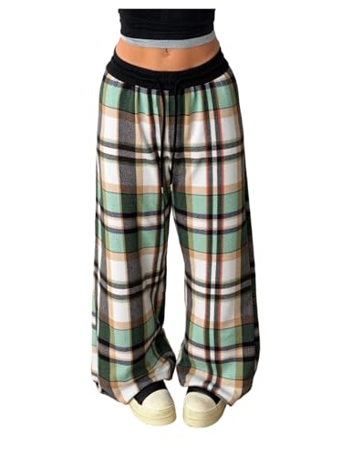 Image of SOLY HUX Women's Plaid Checkered Pants Flannel Pajama Pants with Pockets