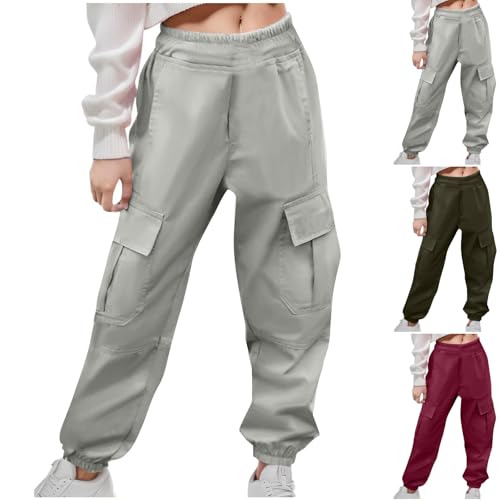 Kids Cargo Joggers Girls Boys Stretch Active Pants High Waisted Casual Baggy Elastic Bottom Sweatpants with Pockets2