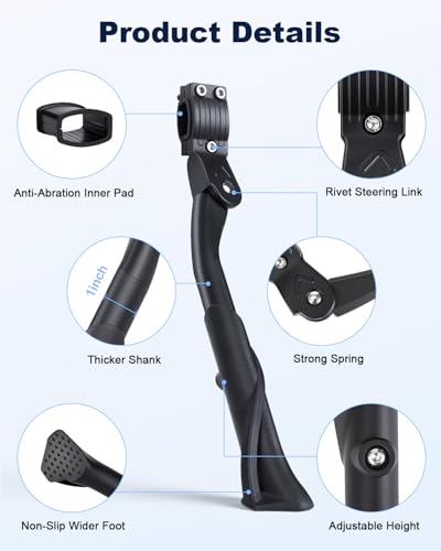 WSDCAM Bike Kickstand for Adult Bike, Adjustable Rear Side Bike Kick Stand for 24”-29