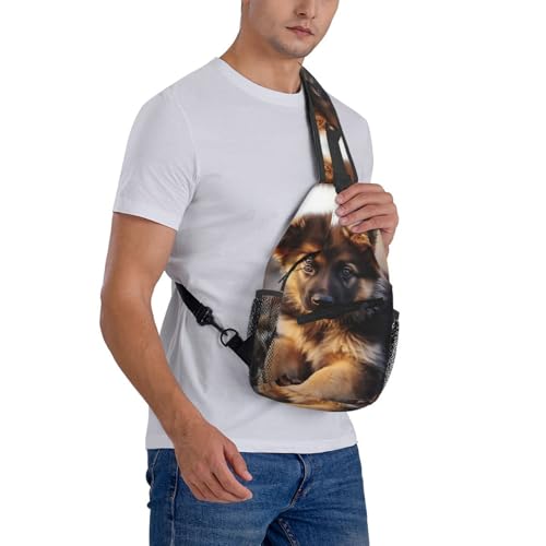Mochila sling de cachorro pastor alemán negra miniatura 7
