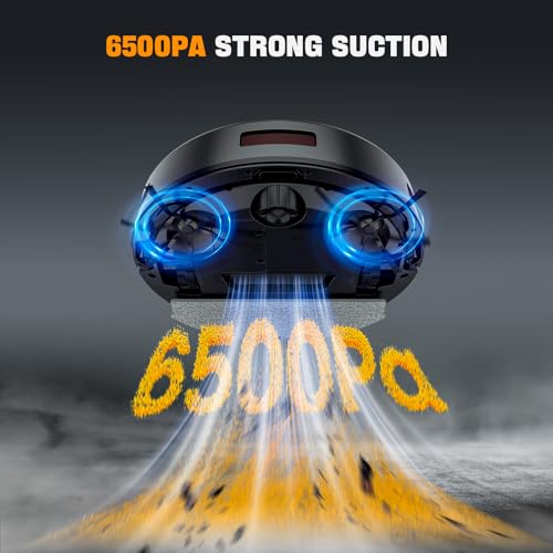 Robot Vacuum and Mop Combo, 6500Pa Strong Suction, 2 in 1 Robotic Vacuum with Gyro Inertial Navigation, 200 Min Runtime, App/Wi-Fi/Voice Control, Slim, for Pet Hair, Hard Floor, Carpet - Image 6