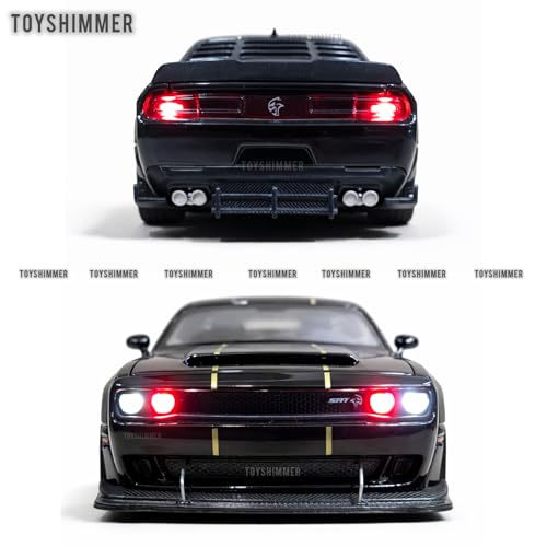Image of Hellcat 1:32 Scale Dodge Challenger Die-Cast Metal Toy Model Car for Kids - Pull Back Mechanism, Birthday Gift for 3+ Year Old Boys (Hellcat Black)