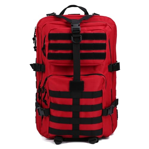 Image of REEBOW GEAR Military Tactical Backpack for Men Large Army 3 Day Assault Pack Molle Hiking Daypack Bag (Red-black)