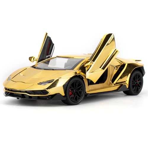 TGRCM-CZ 1/24 Lamborghini 770 Model Car, Sound and Light Toy Car with Pullback Function, Collectible Alloy Model, Gift for Children Gold
