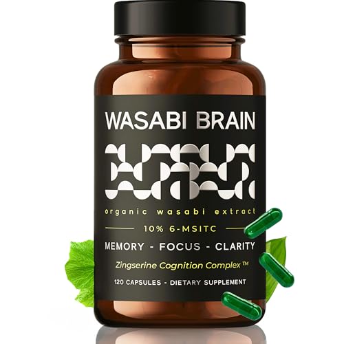 WASABI BRAIN Organic Wasabi Extract + Zingserine Cognition (2 Month Supply) The Most Targeted Memory Supplement - Superior Clinical Evidence to Vinpocetine Apoaequorin Nuriva Prevegen & Ginkgo