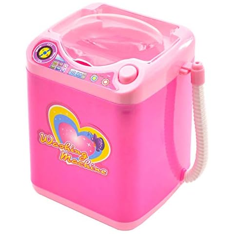 KRISMYA Mini Beauty Blender Washing Machine,Mini Pink Makeup Brush Cleaner Device Plastic Electric Automatic Washing Machine Sponge Cleaning Tool Toy for Girls Ladies Cover