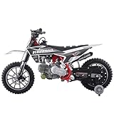 X-PRO Hawk 60 Gas Powered Kids Dirt Bike with CVT Transmission, Electric Start, Disc Brake! 10' Wheels! with Free Training Wheels！ (Black)