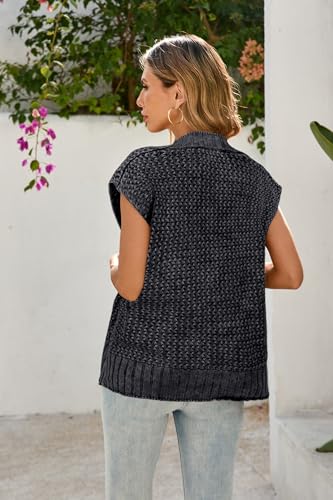 Image of Cakulo Womens Cable Knit Sweater Vest 2025 Oversized Sleeveless Button Down Summer Cardigan Sweaters Tops