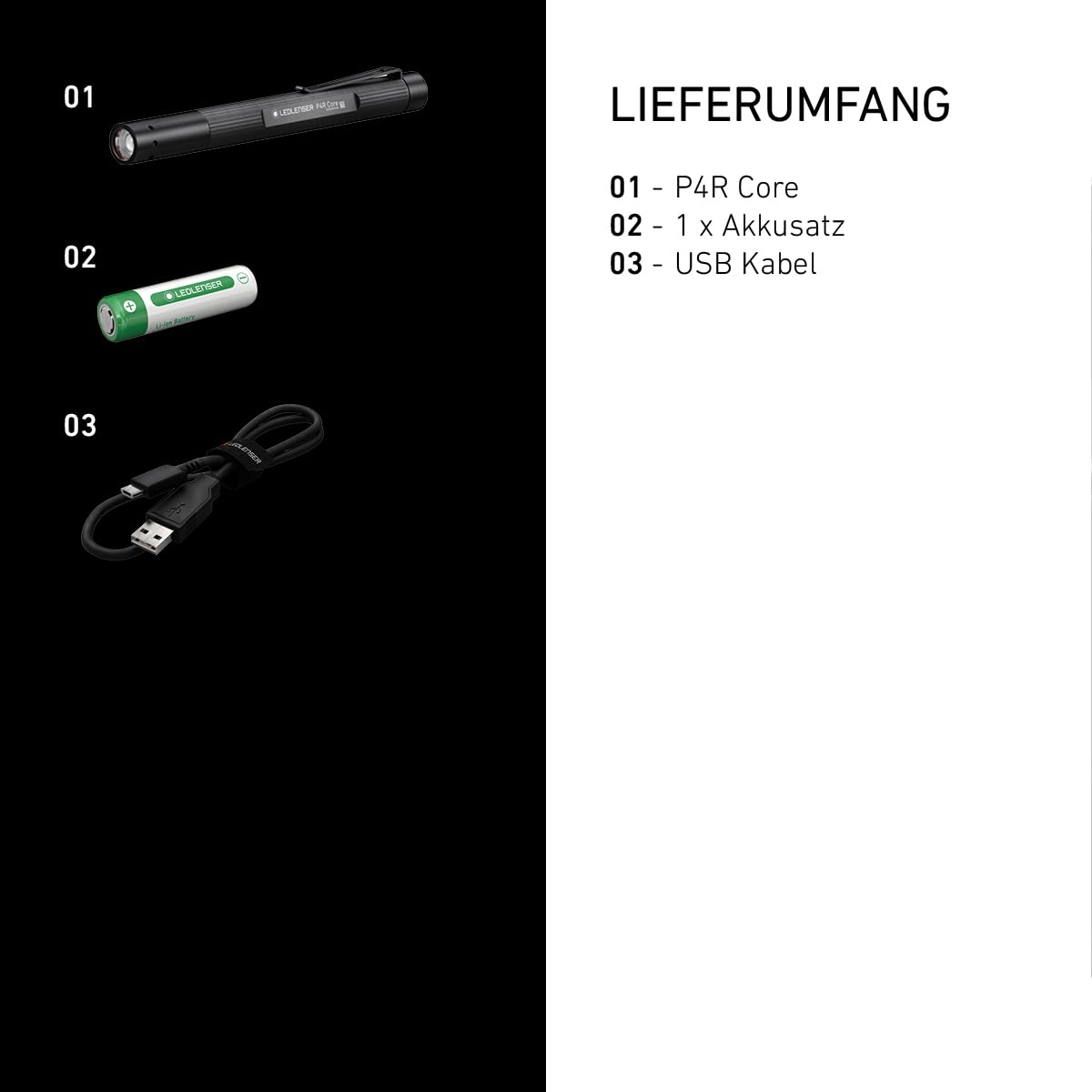 Ledlenser P4R Core| 2020 | LED Stiftleuchte | Taschenlampe |200 Lumen| aufladbar mit Lithium Akku | fokussierbar | drei Helligkeitsstufen | 95m Leuchtweite | bis zu 5 Std. Laufzeit | USB Ladekabel