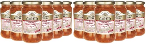 Image of Filippo Berio Sun Dried Tomato Pesto Vegan • Dairy Free • Plant Based • Gluten Free, 6.7 oz ℮ 190 g, 12 Pack