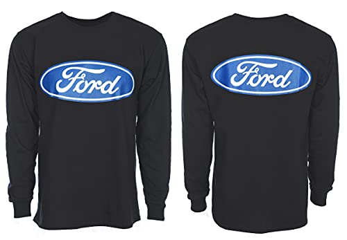 Image of JH DESIGN GROUP Men's Ford Performance Long Sleeve Crew Neck T-Shirt Front Back & Sleeve Emblems