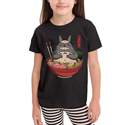 XueDaoNer Totoro 2-6 Years Old Kids Short Sleeve Boys and Girls T-Shirt Crewneck Casual T-Shirt Tee 5-6T Black