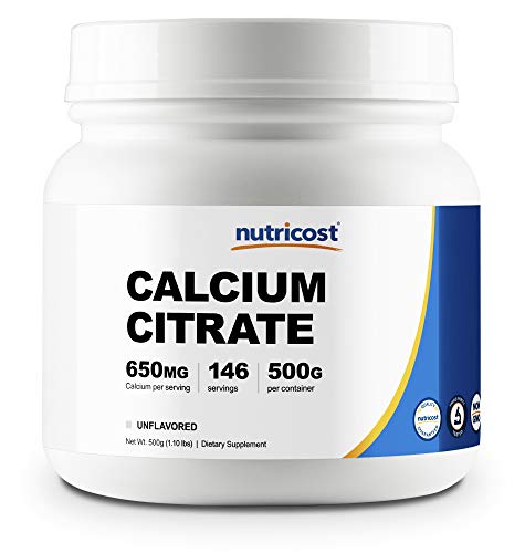 Nutricost Pure Calcium Citrate Powder (500 Grams) (Unflavored) - No Fillers, Gluten Free