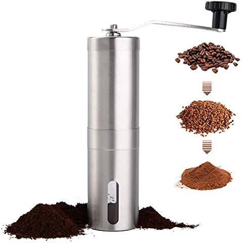 PARACITY Manual Coffee Bean Grinder Stainless Steel Hand Mill Ceramic Burr for Aeropress, Drip Coffee, Espresso, French Press, Turkish Brew, for gift Cover