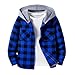 Boys Casual Plaid Hoodies Autumn Fashion Button Up Shirts Girls Long Sleeves Cute (Blue, 13-14 Years)