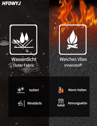 HFDWYJ Thermohose Herren Winter Schoeffel Skihose Herren Wanderhose Outdoor Hosen Für Herren Softshell Hosen Für Klettern Und Wandern Gefüttert Softshellhose Winddicht wasserdichte Hose-schwarz-L