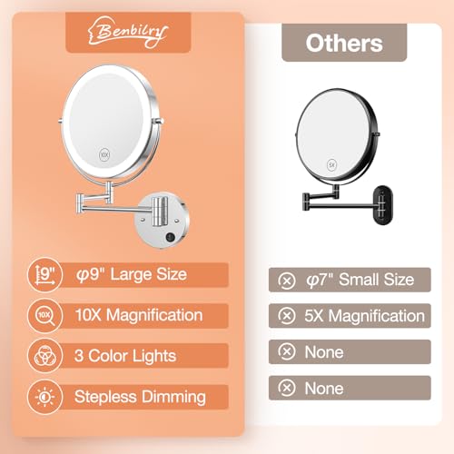 Espejo para maquillaje de pared con luz 9 pulgadas miniatura 6