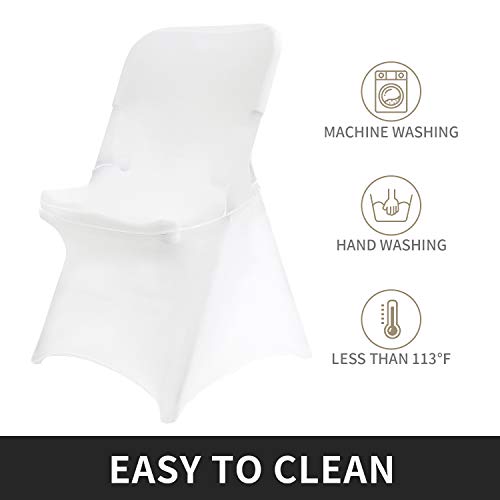 Peomeise Stretch Spandex Folding Chair Cover For Wedding Party Dining Banquet Event (White,12Pcs) #TOP1