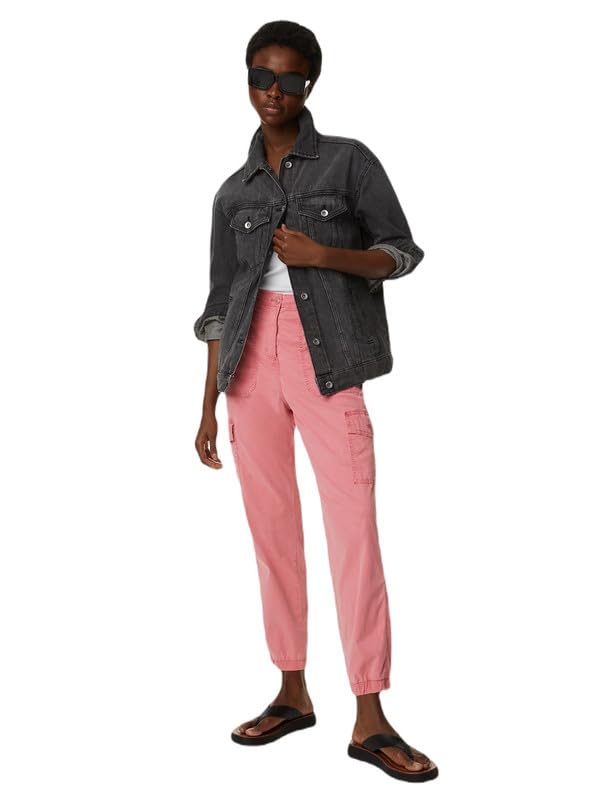 Image of Marks & Spencer Womens Solid High Rise Straight Fit Cargo Trouser