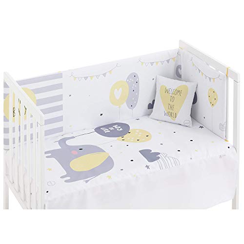 Pekebaby GOLDEN - Edredón desenfundable Cuna (60x120 cm) + Protector desenfundable 60/70/80 (43x185 cm) + Cojín GOLDEN