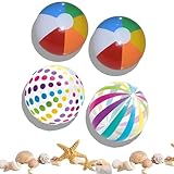4 Stück Wasserball Aufblasbar: Enthält 2 sechsfarbige Bälle, 1 bunten Punktball und 1 gestreiften Ball für abwechslungsreichen Spielspaß; Die Größen von 40 cm und 30 cm bieten vielfältige Nutzungsmöglichkeiten für Kinder und Erwachsene