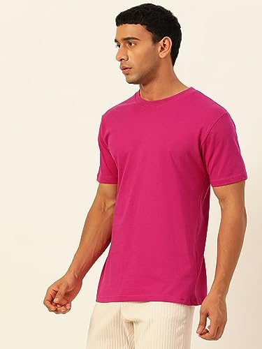 Image of Solid Soft Cloth Round Neck Cotton Relaxed Fit T Shirt