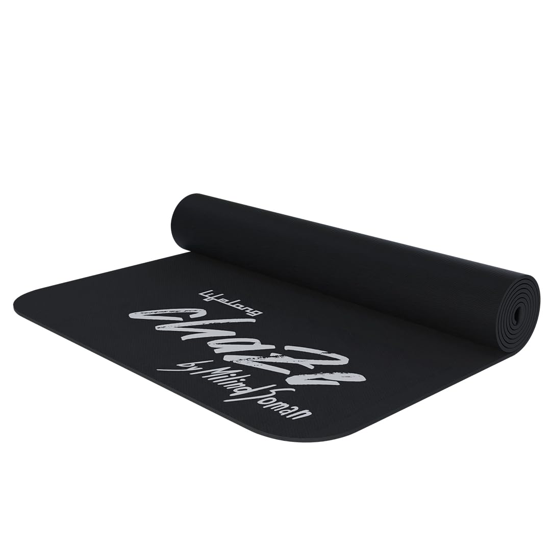Lifelong Chaze Yoga mat for Women &amp; Men EVA Material 10mm Black Anti Slip for Gym Workout