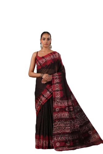 Image of TAMAIRA FASHION Mulmul Pure Cotton Saree For Woman Batik Printed|Office Wear Daily Wear Sarees For Women Without Blouse Piece (Available in 13 Colours)