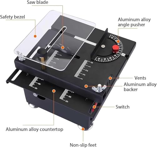 Mini Multifunctional Table Saw, 2025 New Desktop Electric Saw Cutter, Portable Liftable for Wood Cutting, 16MM Adjustable Cutting Depth, 7 Speed Adjustable Power Supply (Black-with Flexible shafts) - Image 4