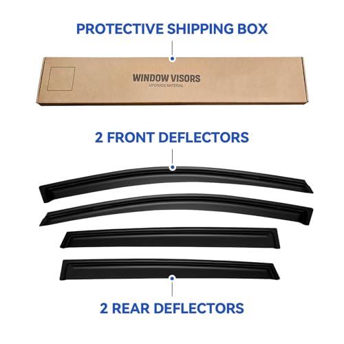 Image of Window Visors Rain Guards Shield for 2013 2014 2015 2016 2017 2018 2019 Ford Escape, Out-Channel Window Vent Wind Deflectors Visors Shades for 13-19 Escape