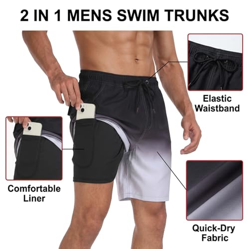 Image of Keevoom Mens Swim Trunks Compression Liner Swimming Shorts Swimwear Quick Dry Swimsuit Bathing Suits Board Shorts