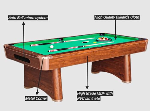 Image of RUP 8ft American Pool Table | Auto Ball Return System | Premium Billiards Cloth | Heavy Duty 147 kg MDF Frame | Smooth Metal Corners | Complete Accessories Included