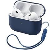 ORNARTO Compatible con Funda AirPods Pro 2 2022 Funda Protectora de Silicona L quida para AirPods Pro 2 2022 Funda de Silicona Visible con LED Frontal de Piel Suave Azul tempestad