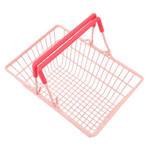 ULTECHNOVO Cesta Organizadora de Mesa Mini de Aleación Asa Diseño Bicolor 18x13,5x9 Cm Cesta Compra Multifuncional para Almacenamiento y Decoración en Hogar, Supermercado y Juguetería
