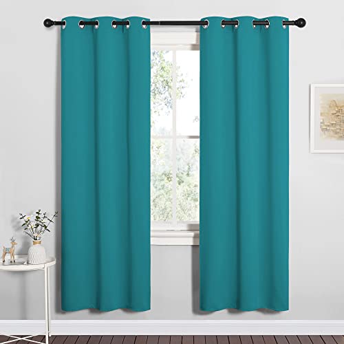 Image of NICETOWN Room Darkening Curtains 72 inch Length 2 Panels, Thermal Insulated Grommet Blackout Curtains for Modern Casual Elegant Bedroom Kids Room Theme Decoration (Peacock Teal, 2 Pieces, W34)