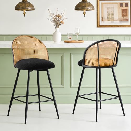 Bekrvio Rattan Drehbar Barhocker 2er Set mit Lehne,150kg Belastbar...