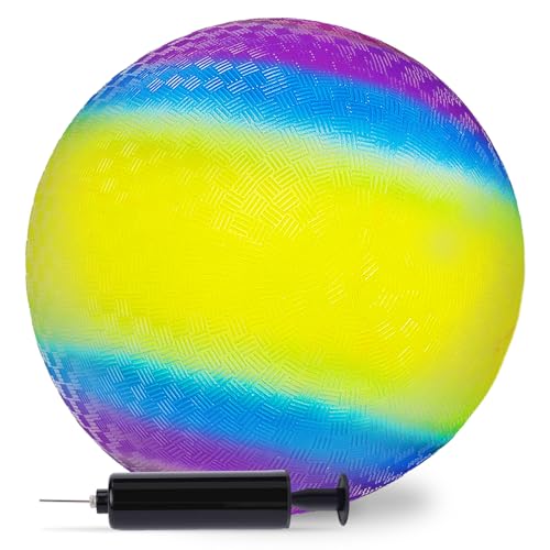 LovesTown Playground Ball with Pump, 8.5 Inch Kickball Dodgeball, for 4 Square Ball Game, Kids Sport Play
